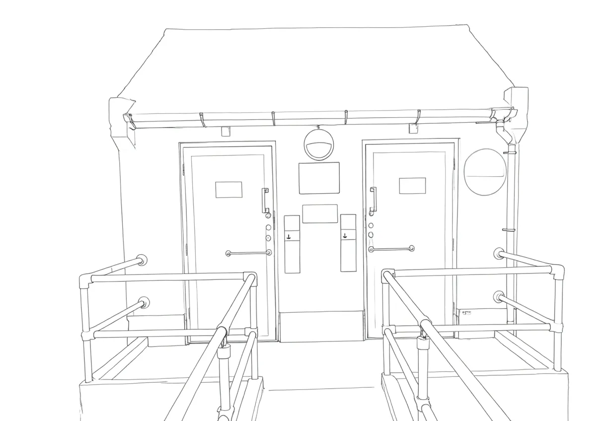Sketch of St Buryan public toilets building