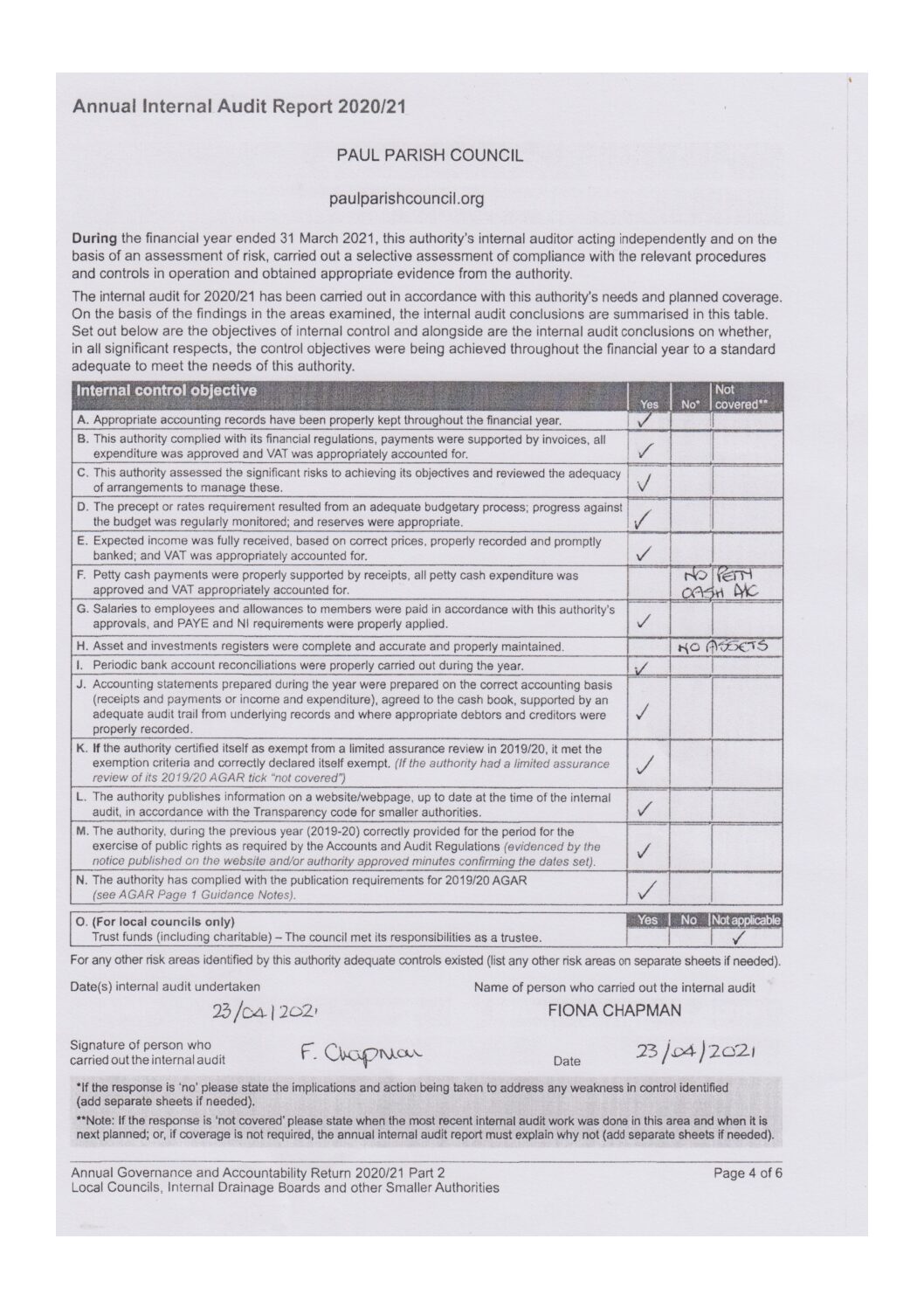Paul Internal Audit Report 2020-21