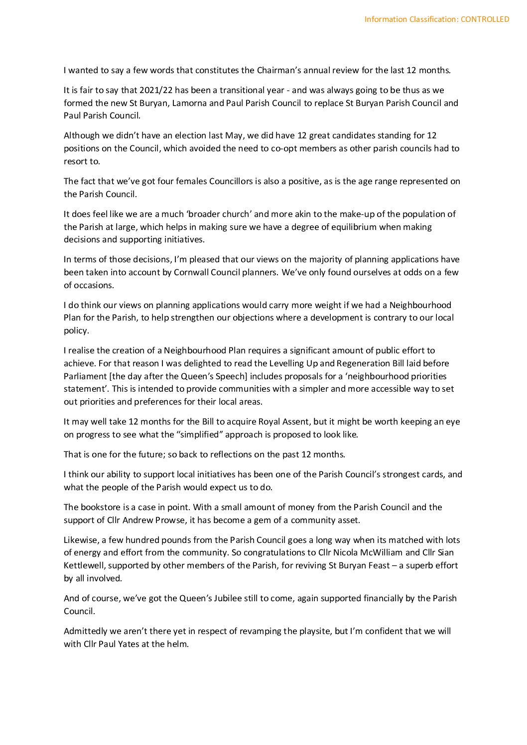 StBLP Chair report 2021-22