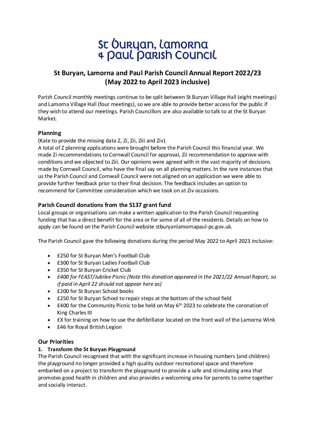 StBLP Chair report 2022-23