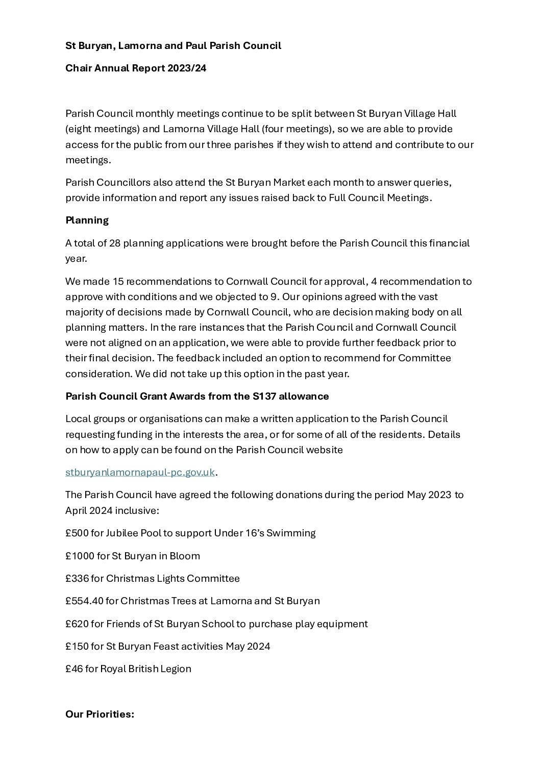 StBLP Chair report 2023-24