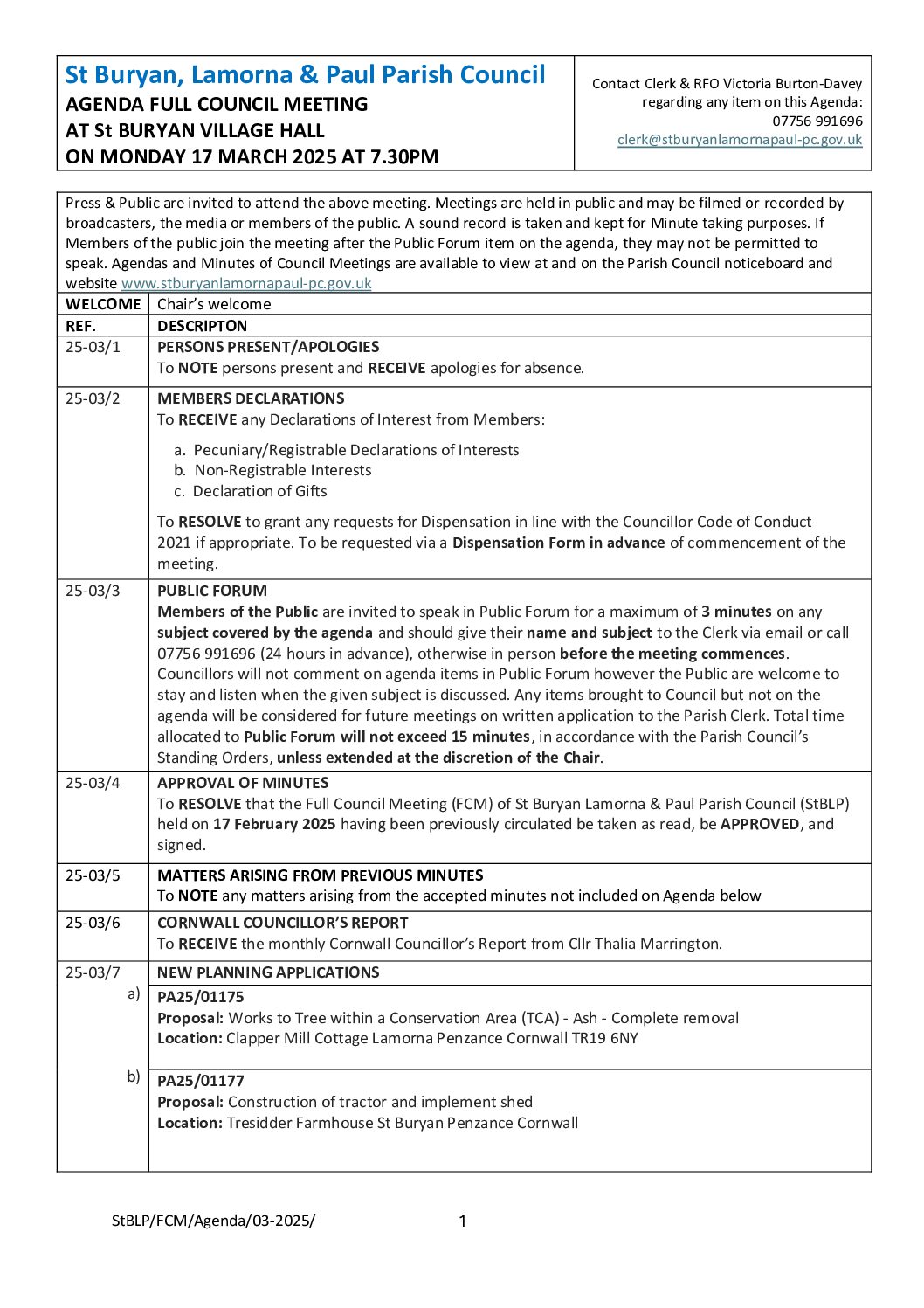 StBLP FCM Agenda 03-2025