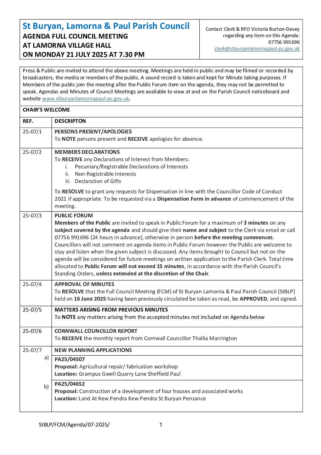 StBLP FCM Agenda 07-2025