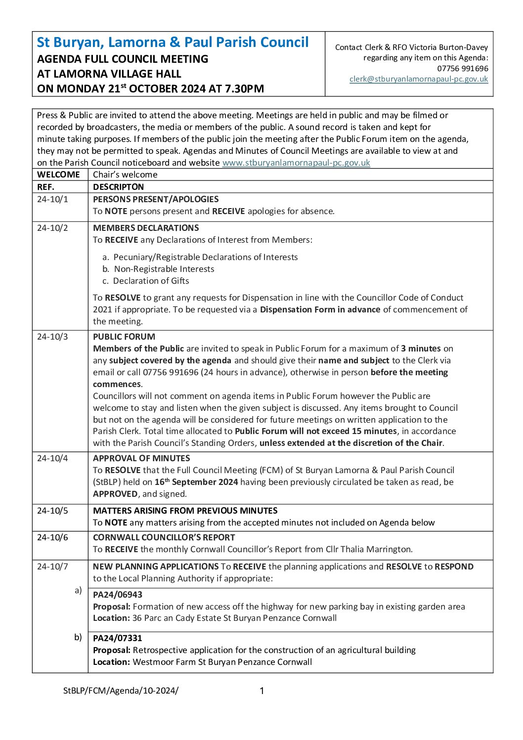 StBLP FCM Agenda 10-2024