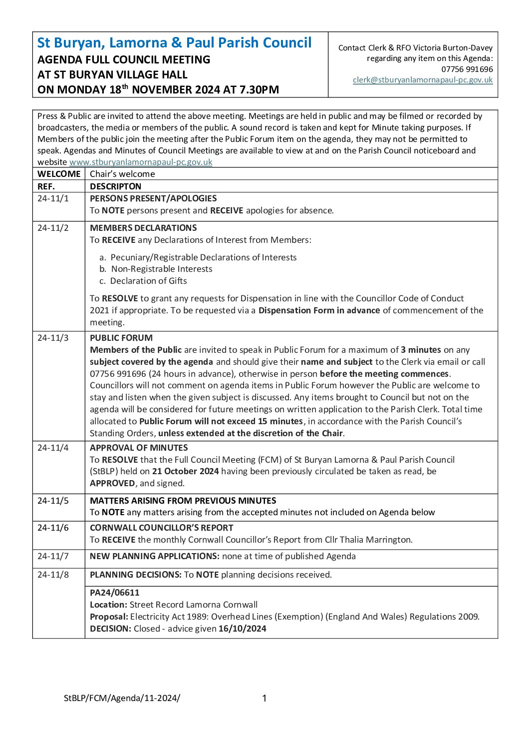 StBLP FCM Agenda 11-2024