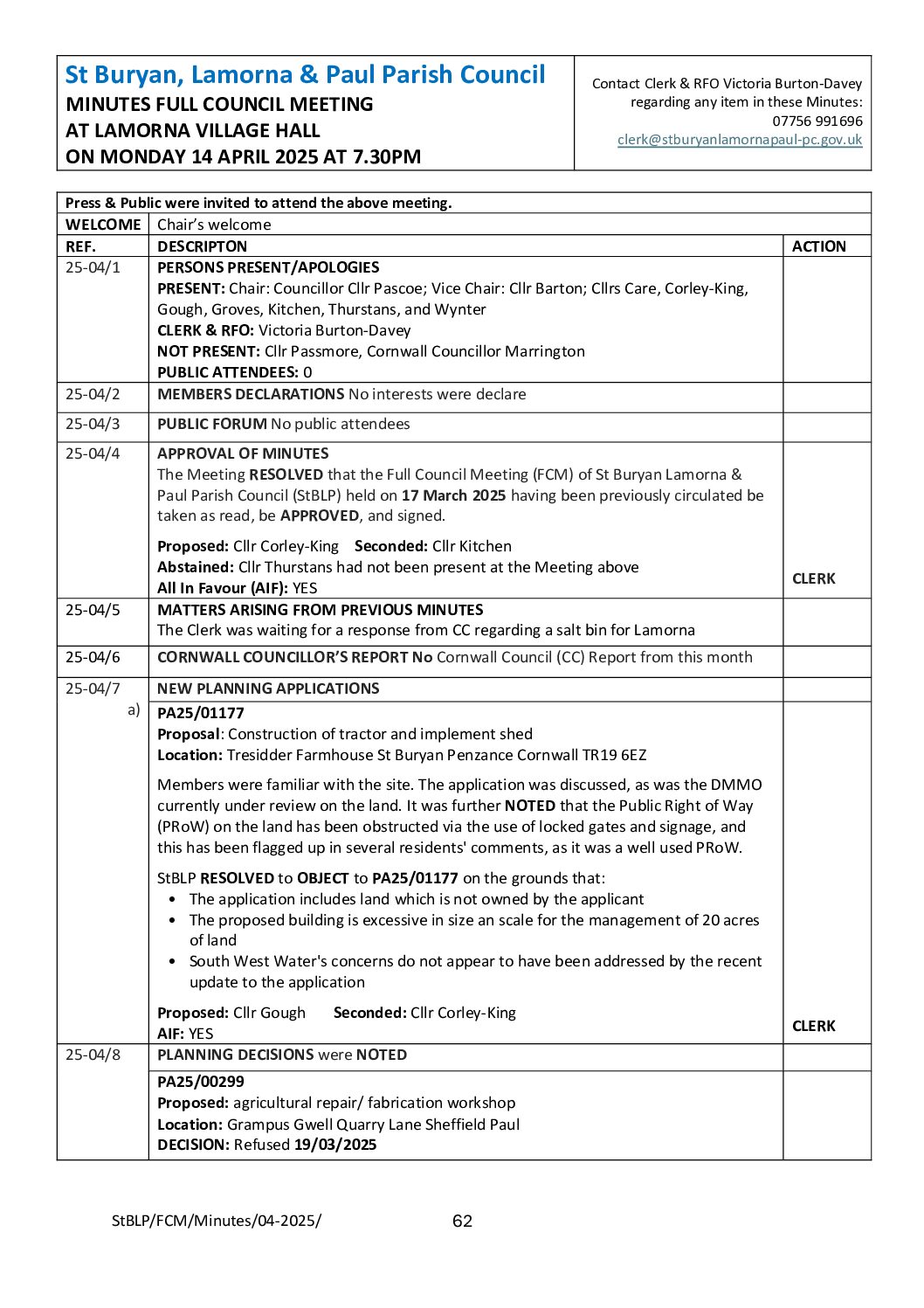 StBLP FCM Minutes 04-2025