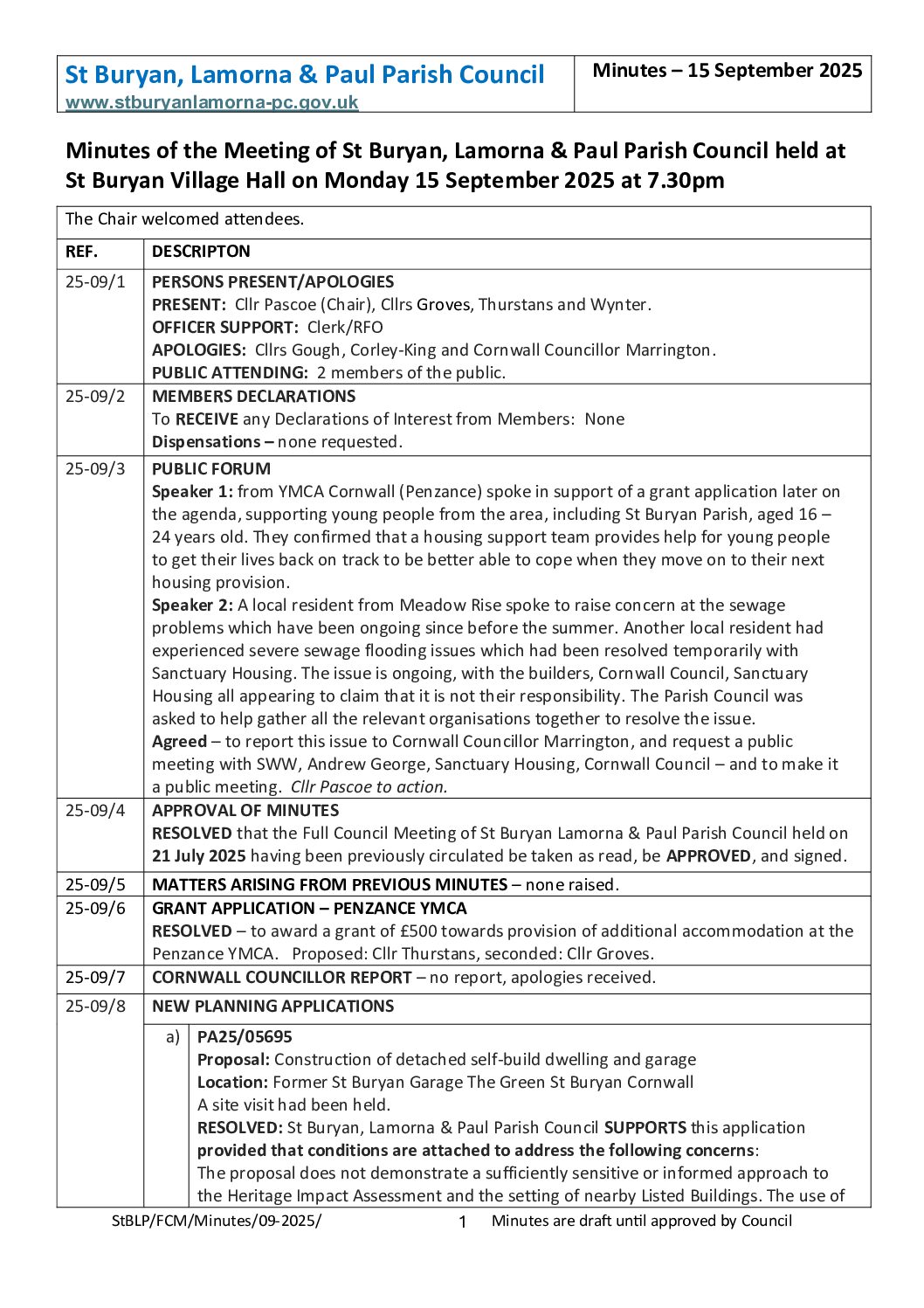 09-2025 Minutes 15 September 2025