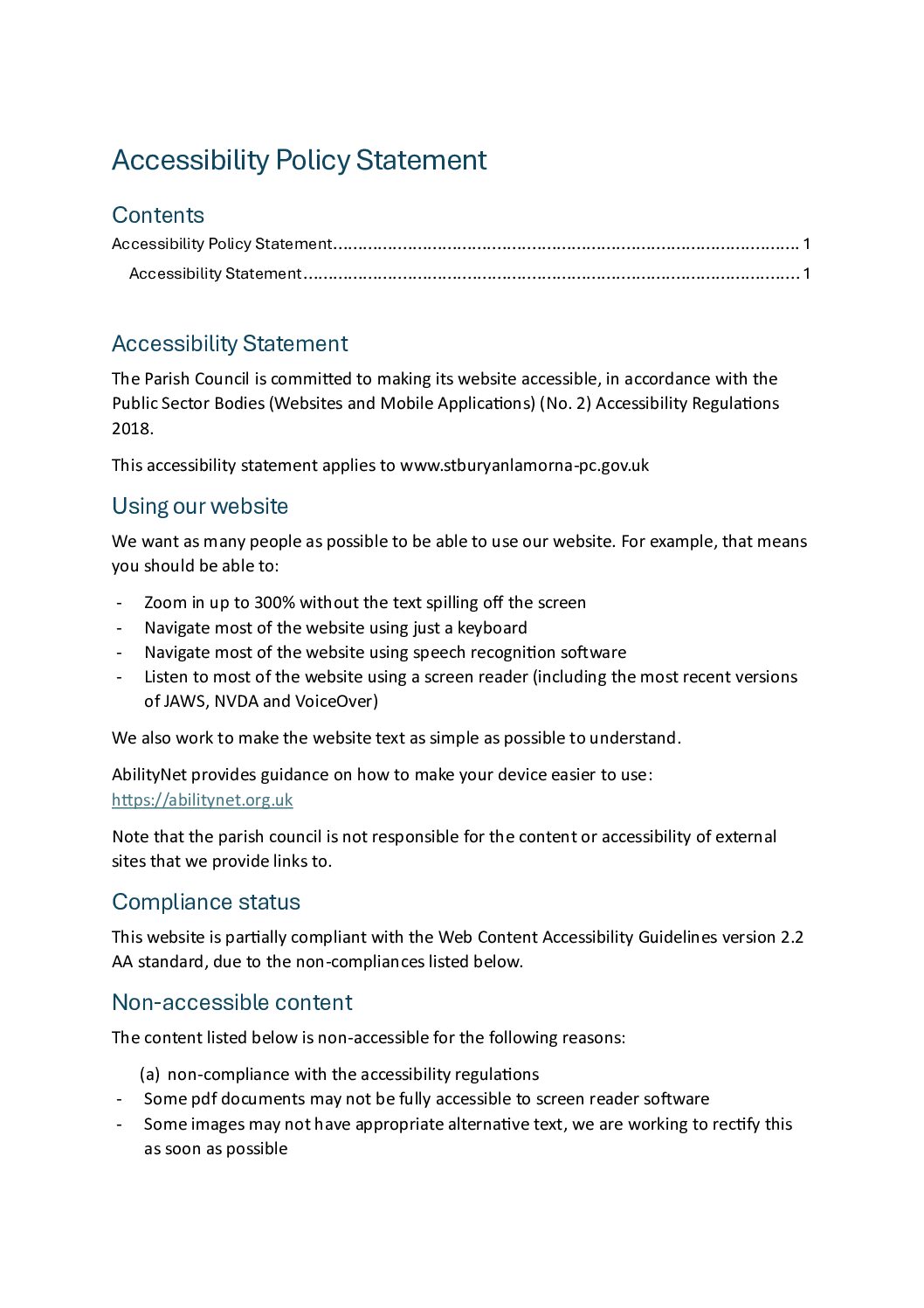 Accessibility statement StBLP website – March 2026