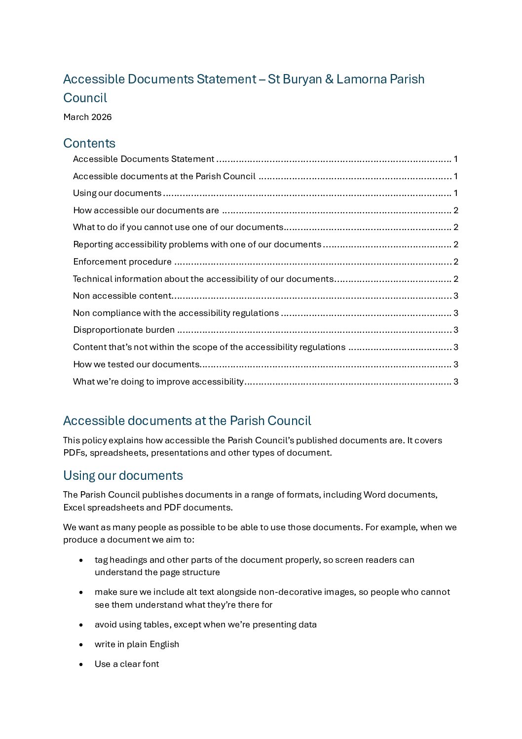 Accessible Documents Statement – March 2026